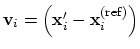 $ \mathbf{v}_{i} = \left(\mathbf{x}_{i}' - \mathbf{x}_{i}^{\mathrm{(ref)}}\right)$