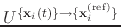 $ U^{\{\mathbf{x}_{i}(t)\}\rightarrow\{\mathbf{x}_{i}^{\mathrm{(ref)}}\}}$