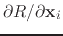 $ \partial{}R/\partial\mathbf{x}_{i}$