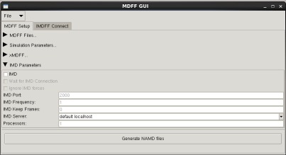 IMD Parameters subsection of MDFF GUI