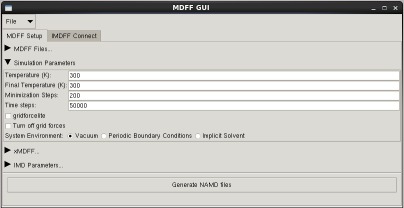 Simulation Parameters subsection of MDFF GUI