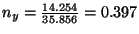 $n_y = \frac{14.254}{35.856} = 0.397$