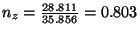 $n_z = \frac{28.811}{35.856} = 0.803$