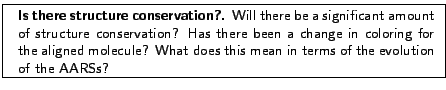 \fbox{
\begin{minipage}{.2\textwidth}
\includegraphics[width=2.3 cm, height=2....
...? What does this mean in terms of the evolution of the AARSs?}
\end{minipage} }