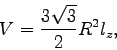 \begin{displaymath}V = \frac{3 \sqrt{3}}{2} R^2 l_z,\end{displaymath}