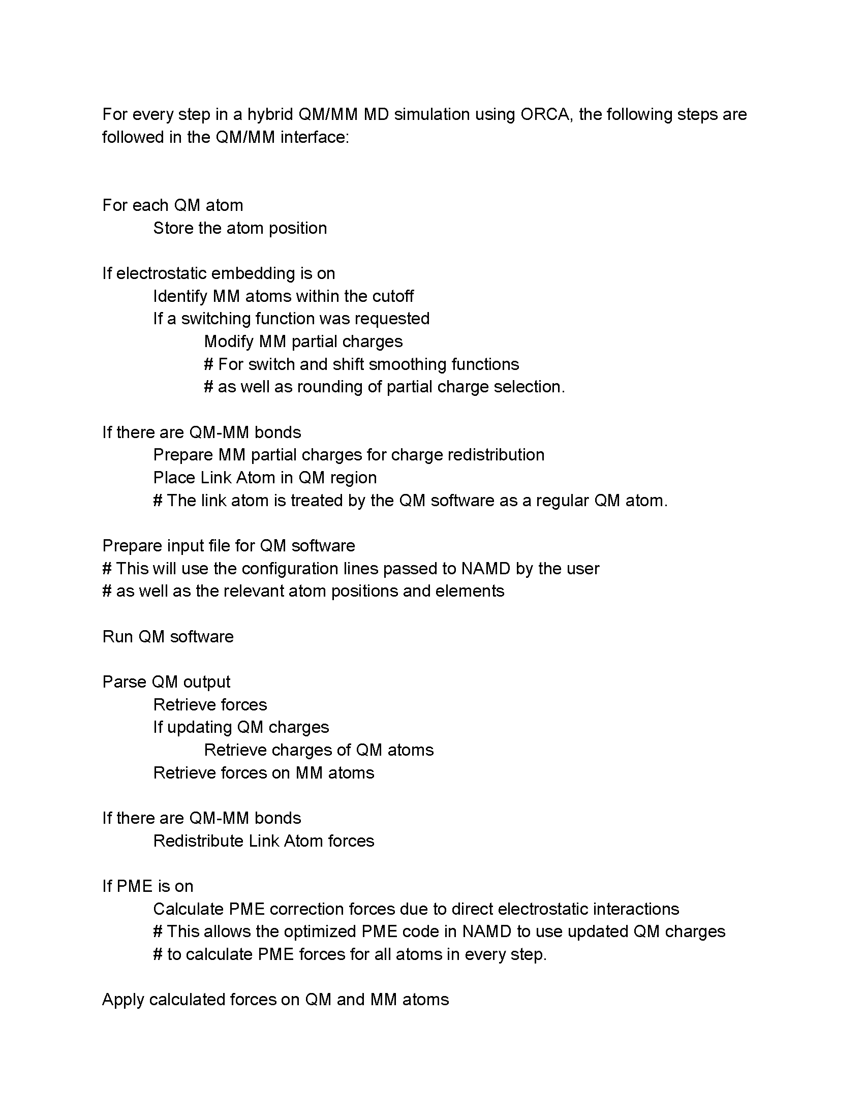 Pseudo-Code for the QM/MM interface.