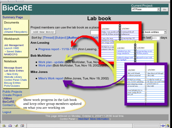 BioCoRE Lab Book