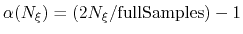 $ \alpha(N_\xi) =(2N_\xi/\mathrm{fullSamples})-1$