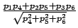 $\frac{p_{1}p_{4}+p_{2}p_{5}+p_{3}p_{6}}{\sqrt{
p_{4}^{2}+p_{5}^{2}+p_{6}^{2}}}$