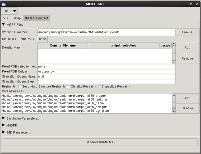 MDFF Files subsection of MDFF GUI