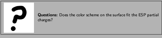\framebox[\textwidth]{
\begin{minipage}{.2\textwidth}
\includegraphics[width...
...e color scheme on the surface fit the ESP partial charges?}
\end{minipage}
}