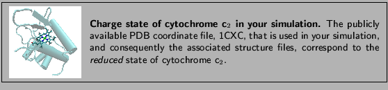 \fbox{
\begin{minipage}{.2\textwidth}
\includegraphics[width=2.3 cm, height=2....
... correspond to the {\em reduced}
state of cytochrome c$_2$.
}
\end{minipage} }