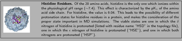 \fbox{
\begin{minipage}{.2\textwidth}
\includegraphics[width=2.3 cm, height=2....
...'), and one in which both nitrogens are protonated (\lq\lq HSP'').}
\end{minipage} }